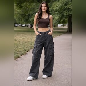 Wild Fable  Women's Mid-Rise Baggy Wide Leg Cargo Jeans